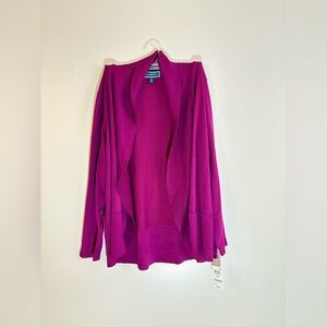 Karen Scott Fuchsia Open Front Cardigan